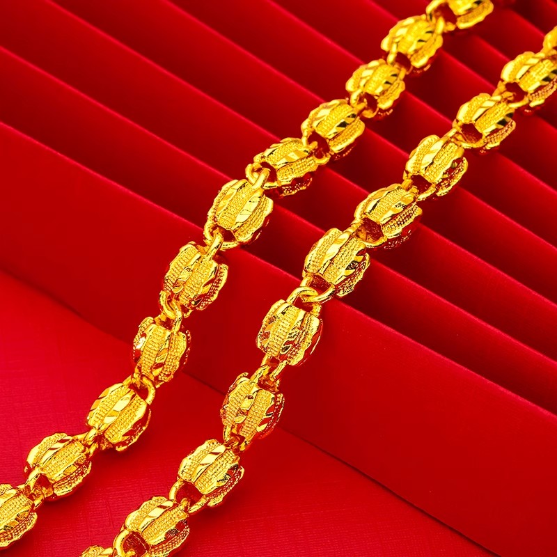 24K Gold-Plated Walnut Chain Necklace - Image 3