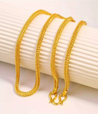 24K gold-plated snake bone necklace