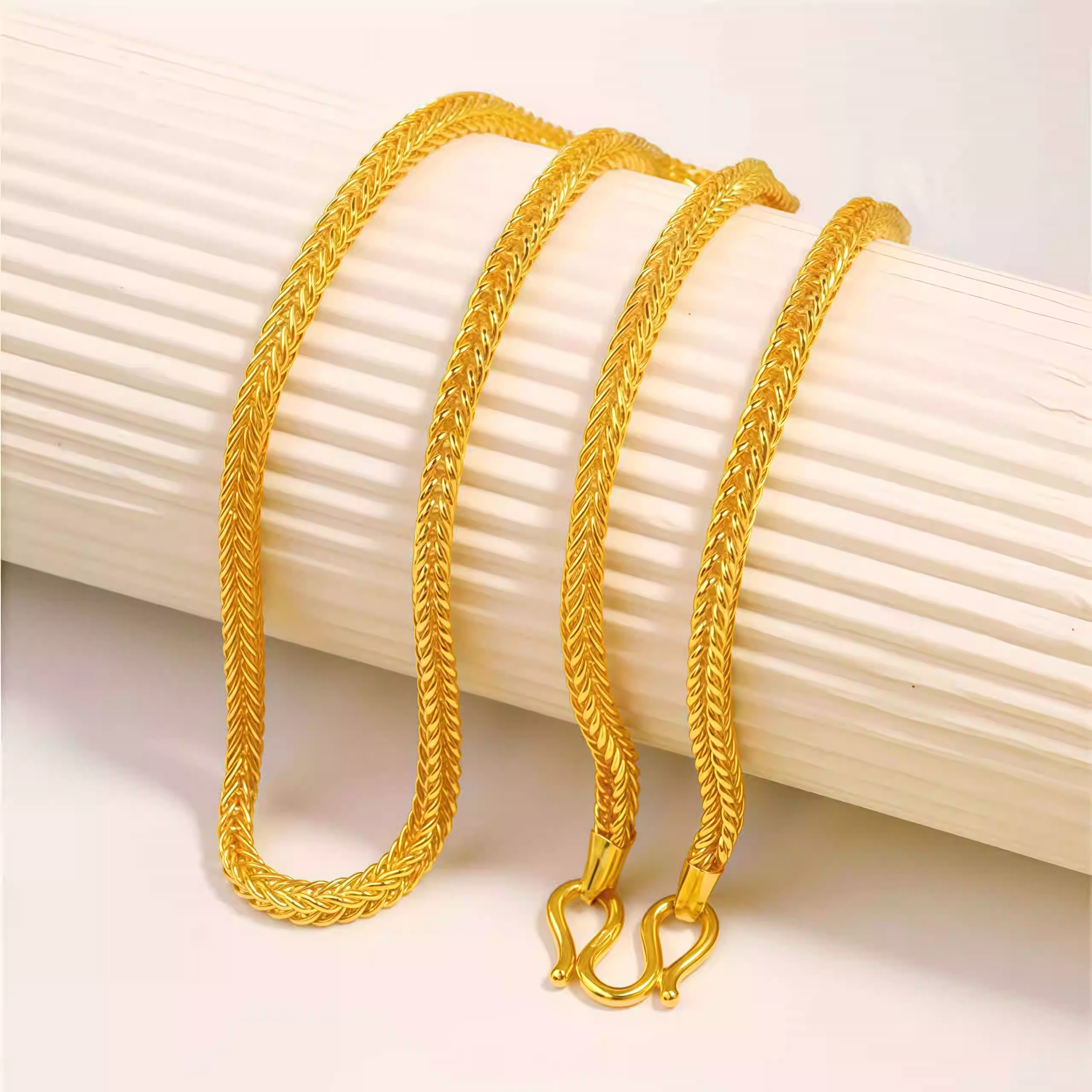 24K gold-plated snake bone necklace