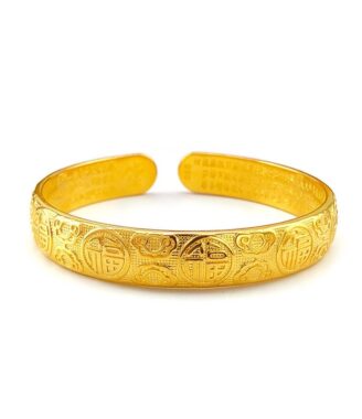 24K gold-plated fu Symbol Open Bangle