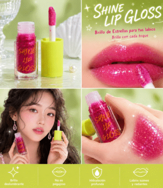 Cherry pink lip gloss