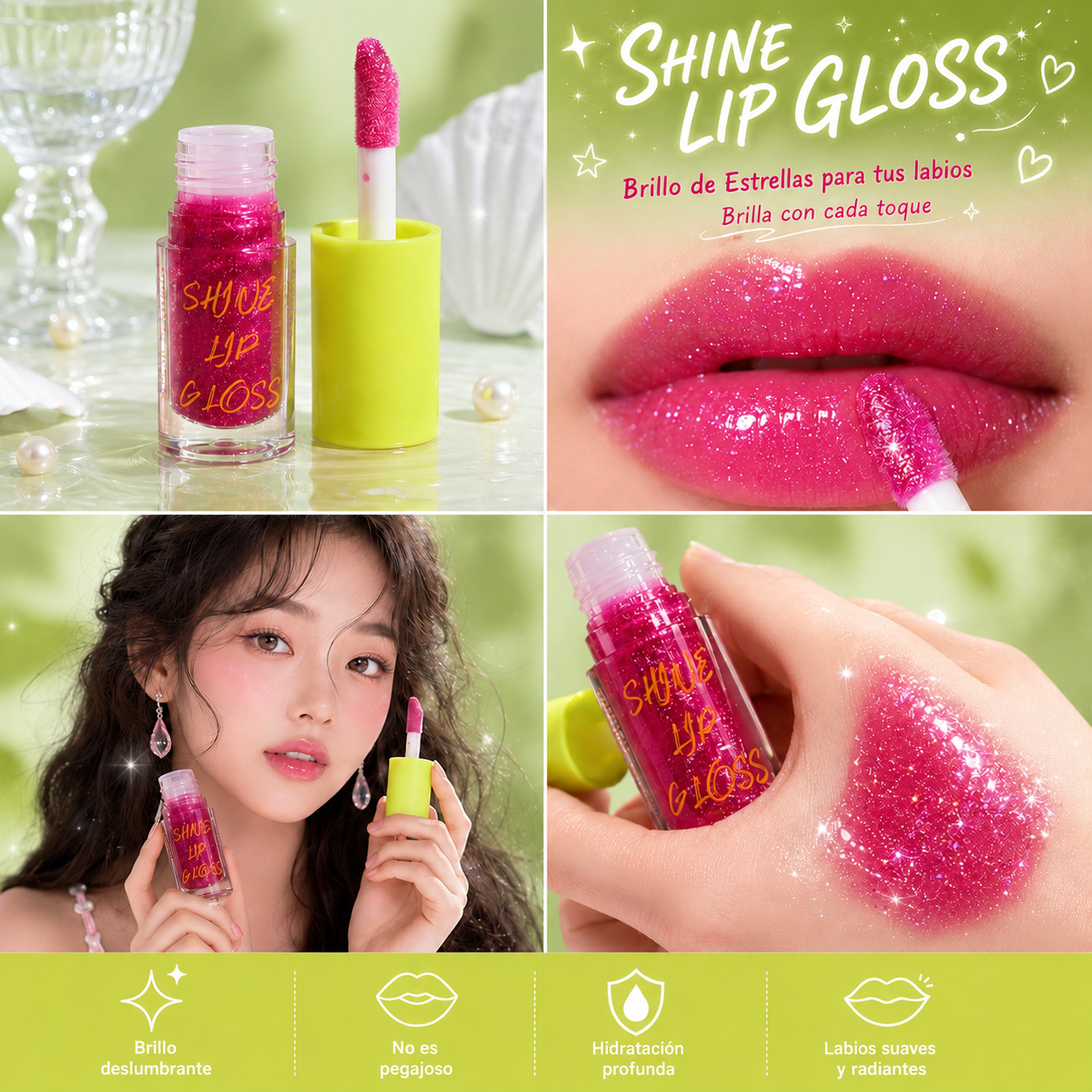 Cherry pink lip gloss